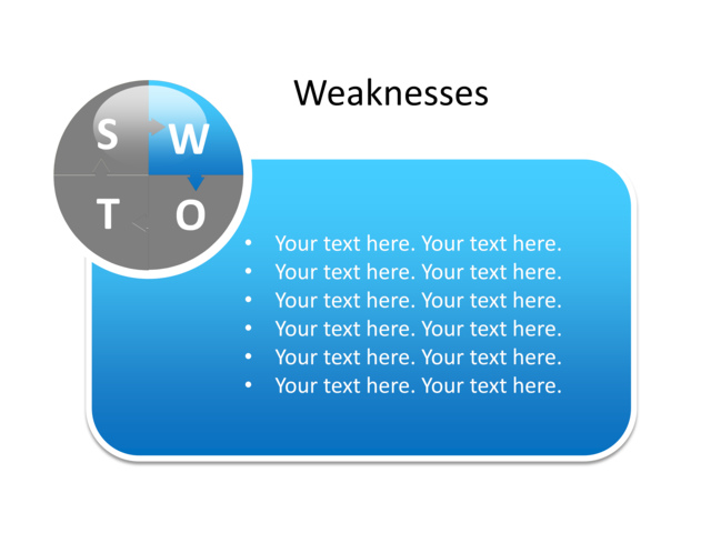 PowerPoint Slide - swot-analysis-diagram-blue-weaknesses-mp-290