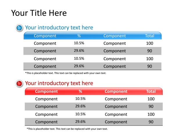 PowerPoint Slide - table-diagram-blue-2-tables-tg-595