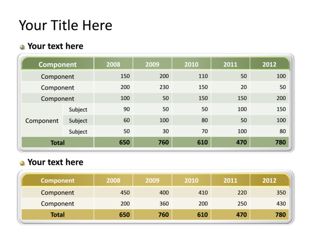 PowerPoint Slide - table-diagram-multicolor-2-sectors-tg-88