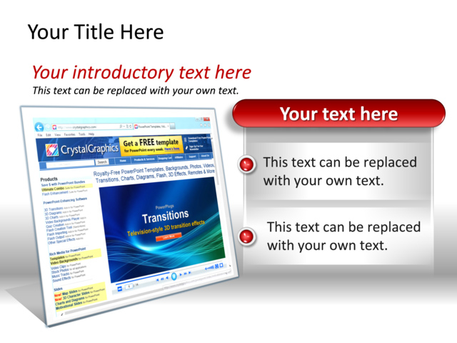 PowerPoint Slide - text-box-diagram-3d-red-1-box-tg-579