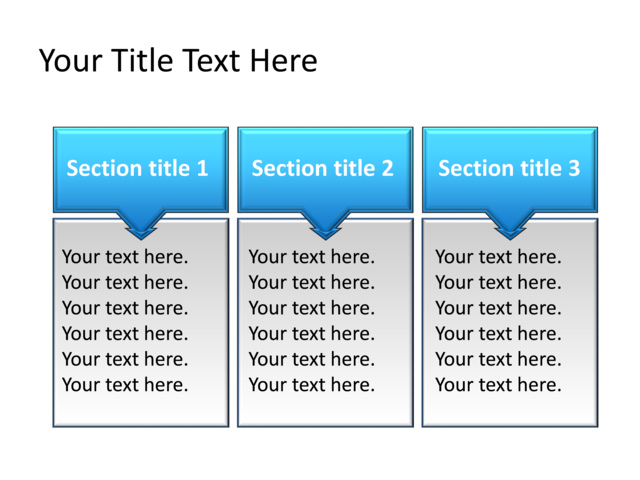 PowerPoint Slide - text-box-diagram-arrow-labels-blue-3-boxes-mp-254