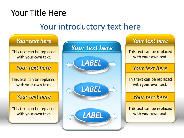PowerPoint Slide - text-box-diagram-blue-3-sections-tg-569