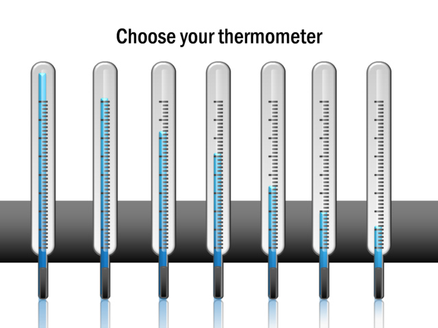 PowerPoint Slide - thermometer-diagram-3d-blue-7-thermometers-mp-181