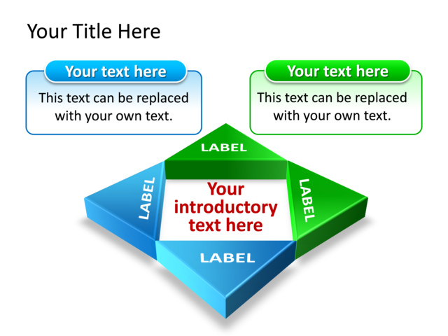 PowerPoint Slide - triangle-diagram-3d-blue-4-triangles-tg-534