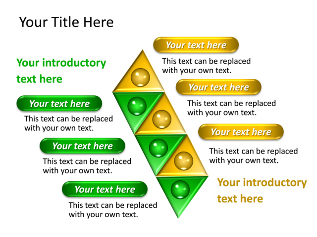 PowerPoint Slide - triangle-diagram-green-6-triangles-tg-526