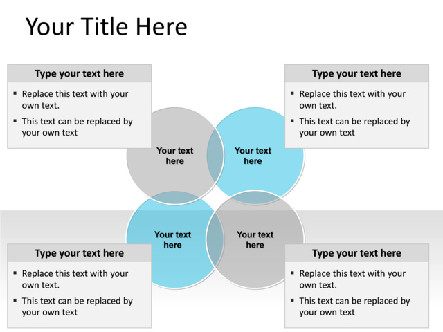 Powerpoint Slide - Venn Diagram - Blue - 4-textboxes - Pl137 