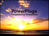  Power Point Template of - Sun setting on the beach with a runner - Royalty Free PPT