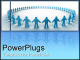  Power Point Template of - Blue people holding hands in circle. - Royalty Free PPT
