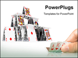  Power Point Template of - The card house on a white background 3d image - Royalty Free PPT