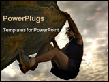  Power Point Template of - rock climber reaching for the sky. - Royalty Free PPT