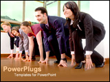  Power Point Template of - Business coworkers competing in conceptual race. - Royalty Free PPT