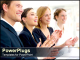  Power Point Template of - Employees smiling and clapping in congratulations. - Royalty Free PPT