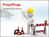  Power Point Template of - Worker saying hello we are under construction - Royalty Free PPT