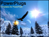  Power Point Template of - Eagle soaring over forest - Royalty Free PPT