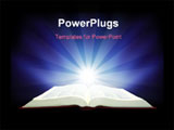  Power Point Template of - Wide-open book working. Education concept working. Book and light. Religion concept. - Royalty Free PPT