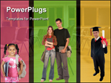  Power Point Template of - Students standing with books bags and degree. - Royalty Free PPT