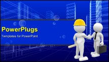  Power Point Template of - Engineers inside oil-refinery with pipelines in background - Royalty Free PPT
