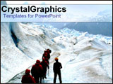  Power Point Template of - Team of hikers walkign up into snowy mountains. - Royalty Free PPT
