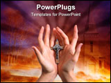  Power Point Template of - Two woman hands with Christian symbol cross - Royalty Free PPT