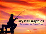  Power Point Template of - Sillhouette of man fishing on dock. - Royalty Free PPT