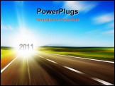  Power Point Template of - 3D rendered Illustration. Highway Sign next exit 2011. Isolated on white. - Royalty Free PPT