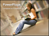  Power Point Template of - a young woman reading in the library - Royalty Free PPT