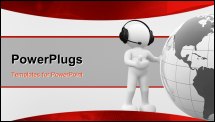  Power Point Template of - 3d people icon and the earth globe. This is a 3d render illustration - Royalty Free PPT