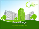  Power Point Template of - Single green building shines among many grey buildings - Royalty Free PPT