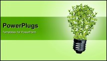  Power Point Template of - Green bulb as symbol of sustainable energy and nature protection - Royalty Free PPT