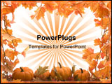  Power Point Template of - pumpkins on white background with fall leaves frame - Royalty Free PPT