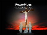  Power Point Template of - crucifixion scene in front of colorfull sunset - Royalty Free PPT