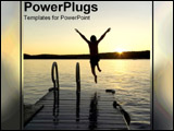  Power Point Template of - Boy jumping from dock. - Royalty Free PPT
