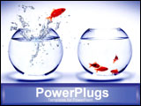  Power Point Template of - goldfish jumping into bowl with other goldfish - Royalty Free PPT