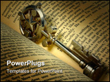  Power Point Template of - decorative key in a book. - Royalty Free PPT