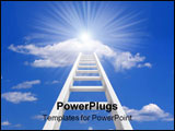  Power Point Template of - White ladder leading to a clouds - rendered in 3d - Royalty Free PPT