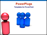  Power Point Template of - red pawns leads other blue pawns - Royalty Free PPT