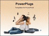  Power Point Template of - Two young brothers sit back-to-back listening to their favorite music on headsets. - Royalty Free PPT