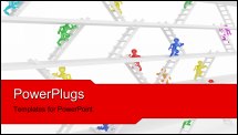  Power Point Template of - Way up. People and ladders on white isolated background. 3d - Royalty Free PPT