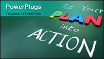  Power Point Template of - Put your plan into action words on blackboard - Royalty Free PPT