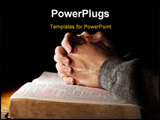  Power Point Template of - Hands of a man praying in solitude with his Bible  Christian image shallow focus . - Royalty Free PPT