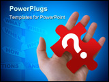  Power Point Template of - An isolated Caucasian hand is holding a red puzzle piece with a question mark on it. - Royalty Free PPT