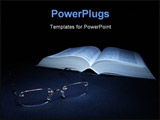  Power Point Template of - glasses laying on the foreground with a book in the back - Royalty Free PPT
