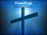  Power Point Template of - cross silhouette against colored and blurred background - Royalty Free PPT