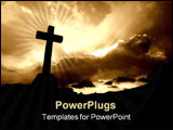  Power Point Template of - christian cross silhouette and the clouds in sepia tone - Royalty Free PPT