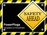  Power Point Template of - A black sign with silver screws glowing over yellow striped hazard - Royalty Free PPT