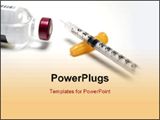  Power Point Template of - Diabetic medical supplies including a syringe and insulin bottle - Royalty Free PPT