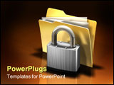  Power Point Template of - simple 3d illustration of a lock placed in front of an open file folder - Royalty Free PPT
