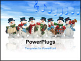  Power Point Template of - snowmen playing music instruments isolated over white - Royalty Free PPT
