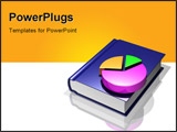  Power Point Template of - d illustration of a multi-color pie chart sitting on top of a closed large blue book on a white ref - Royalty Free PPT