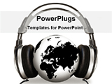  Power Point Template of - headphone on a globe - Royalty Free PPT
